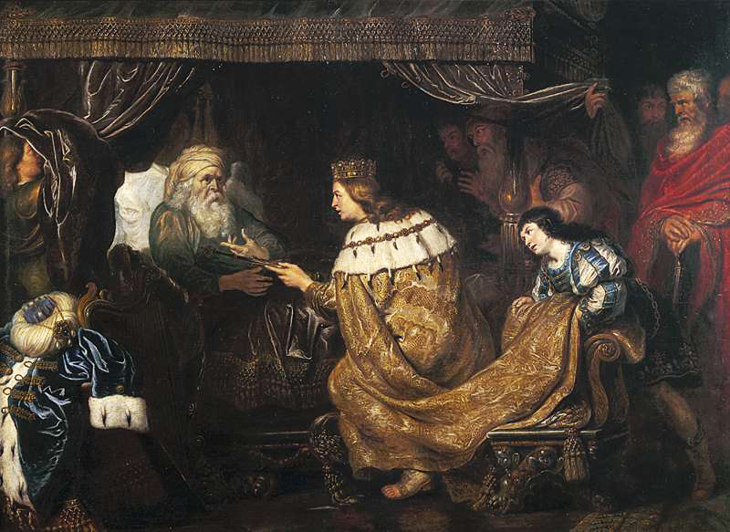 El rey David presenta el cetro a Salomón