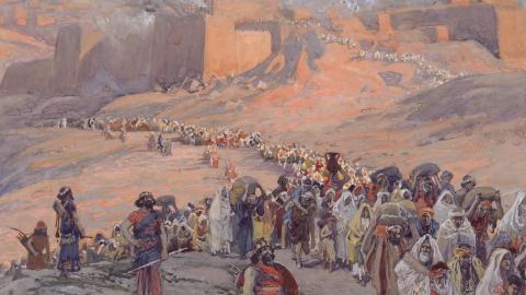 James Tissot painting depicting Jewish captives fleeing Jerusalem in 6th century BCE